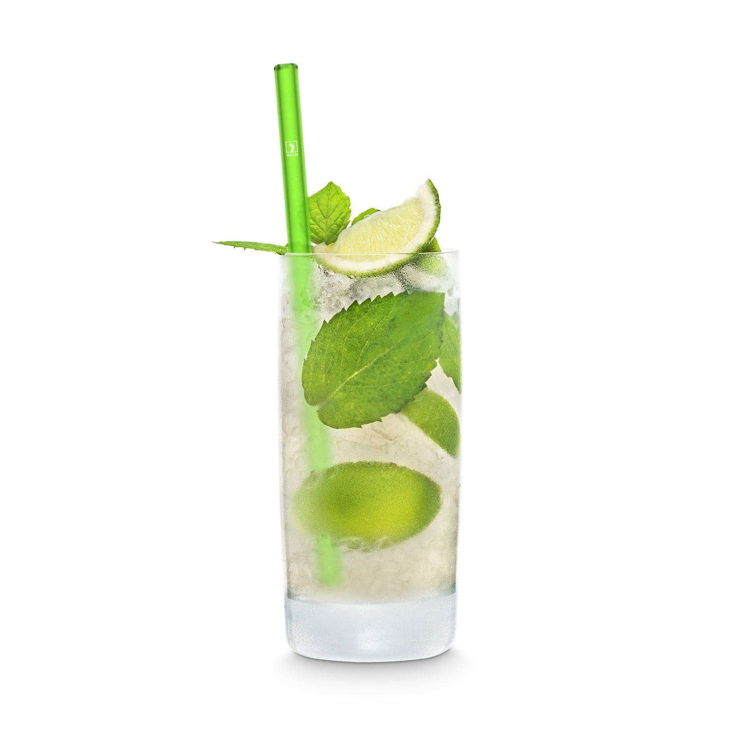 Grüne Glasstrohhalme 6x 20cm Gerade - NEON