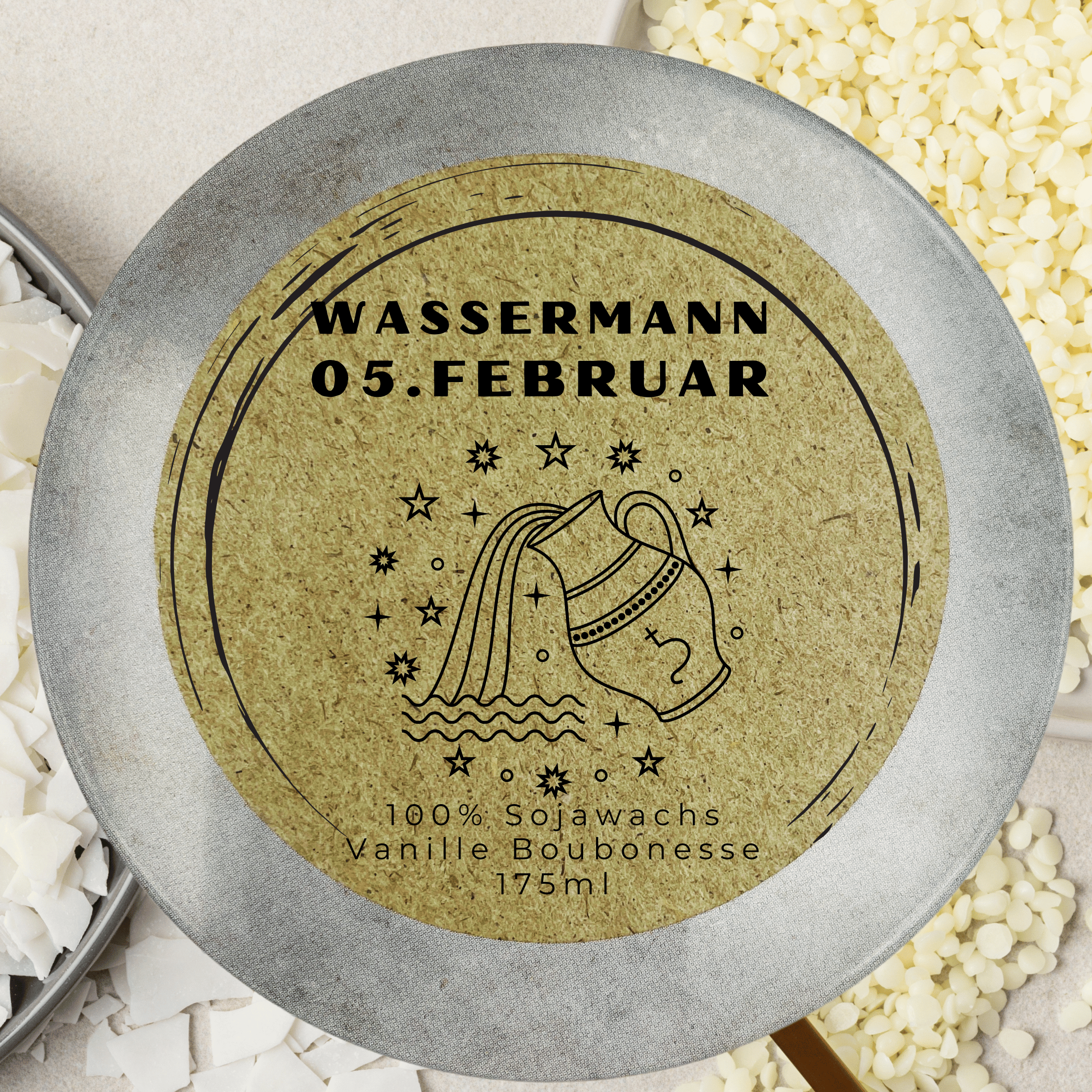 Sternzeichen Wassermann Duftkerze | Handgemachte Sojawachs-Kerze