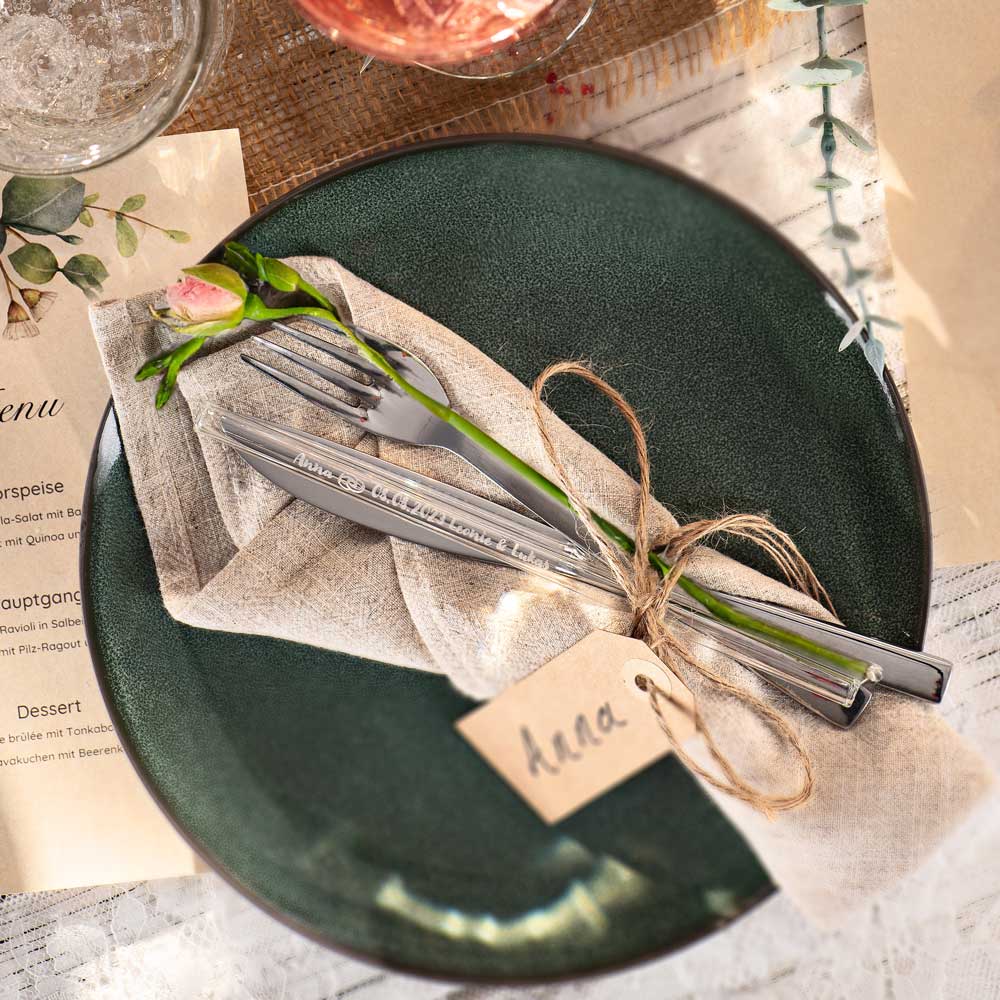 Glasstrohhalme mit 20 individuellen Namen Text - Gastgeschenk für Hochzeit, Kommunion oder Familienfeier