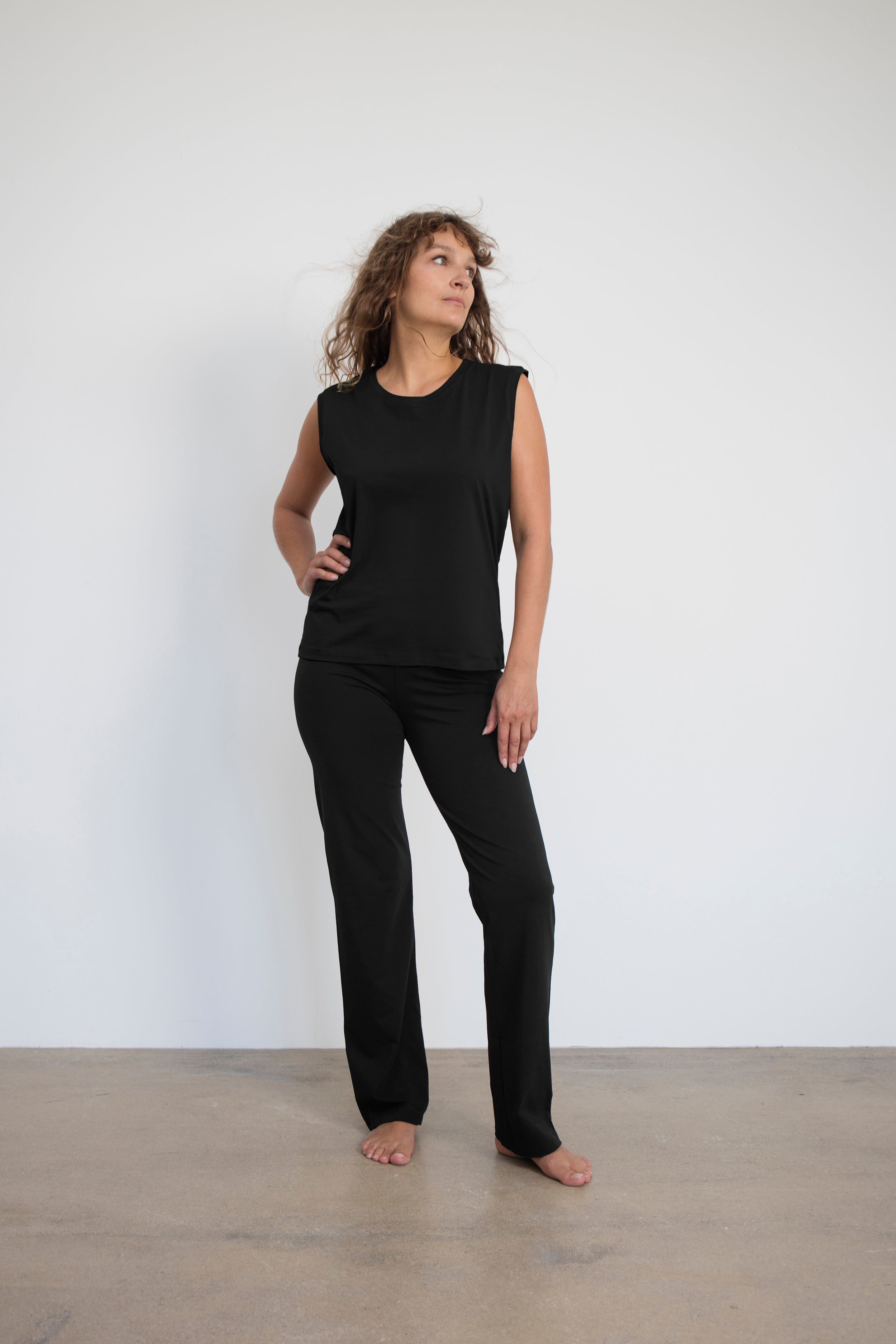 Maia Tank Top — Close-Fit Mercerized Organic Cotton Sleeveless Yoga Tank with Higher Neckline
