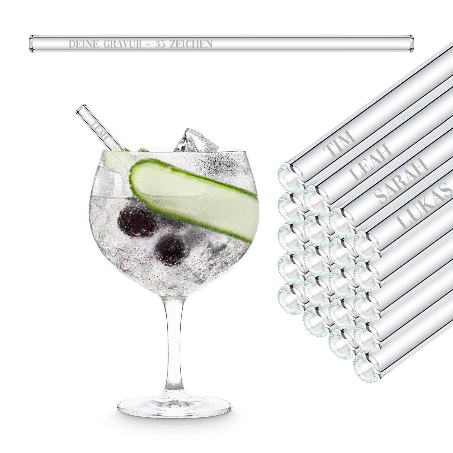 Geschenk für Firmenfeier Mitarbeitergeschenk individuelle Glasstrohhalme mit 50 individuellen Namen Firmengeschenk