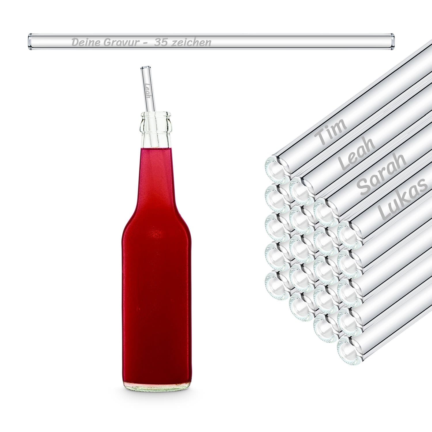 Geschenk für Firmenfeier Mitarbeitergeschenk individuelle Glasstrohhalme mit 50 individuellen Namen Firmengeschenk