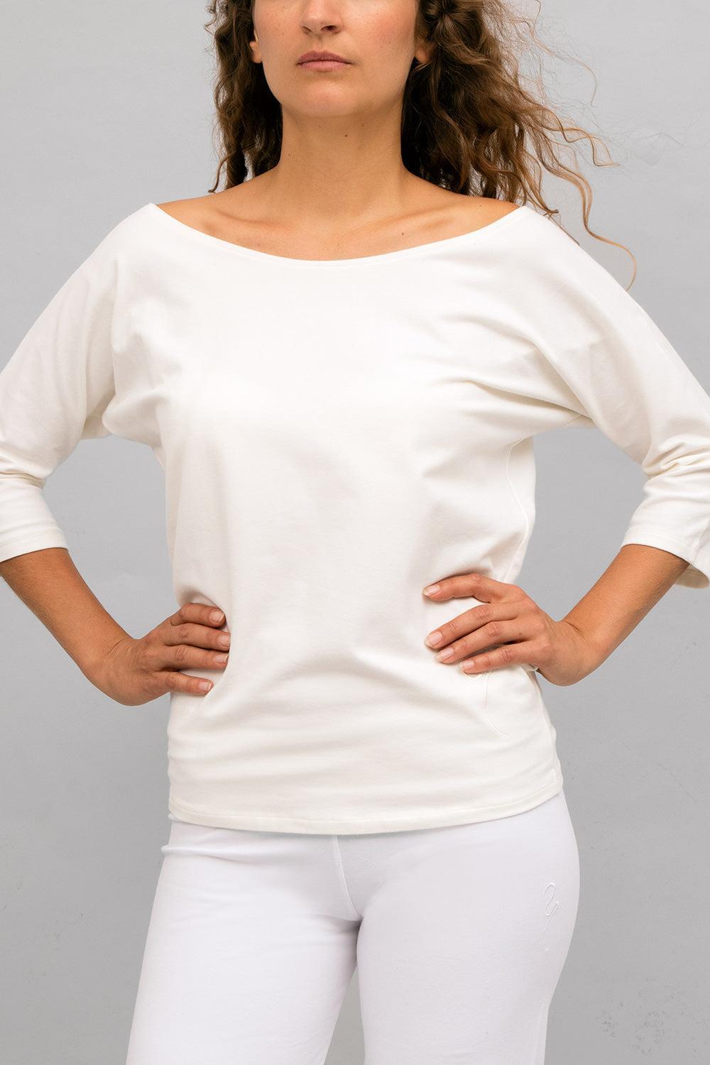 Siri Yoga Pullover — Organic Cotton Batwing Yoga Top with 3/4 Sleeves