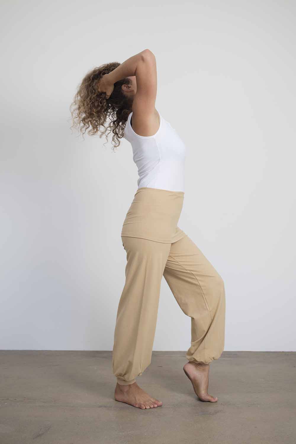 Sohang Yoga Pants — 2-in-1 Organic Cotton Pants with Integrated Skirt