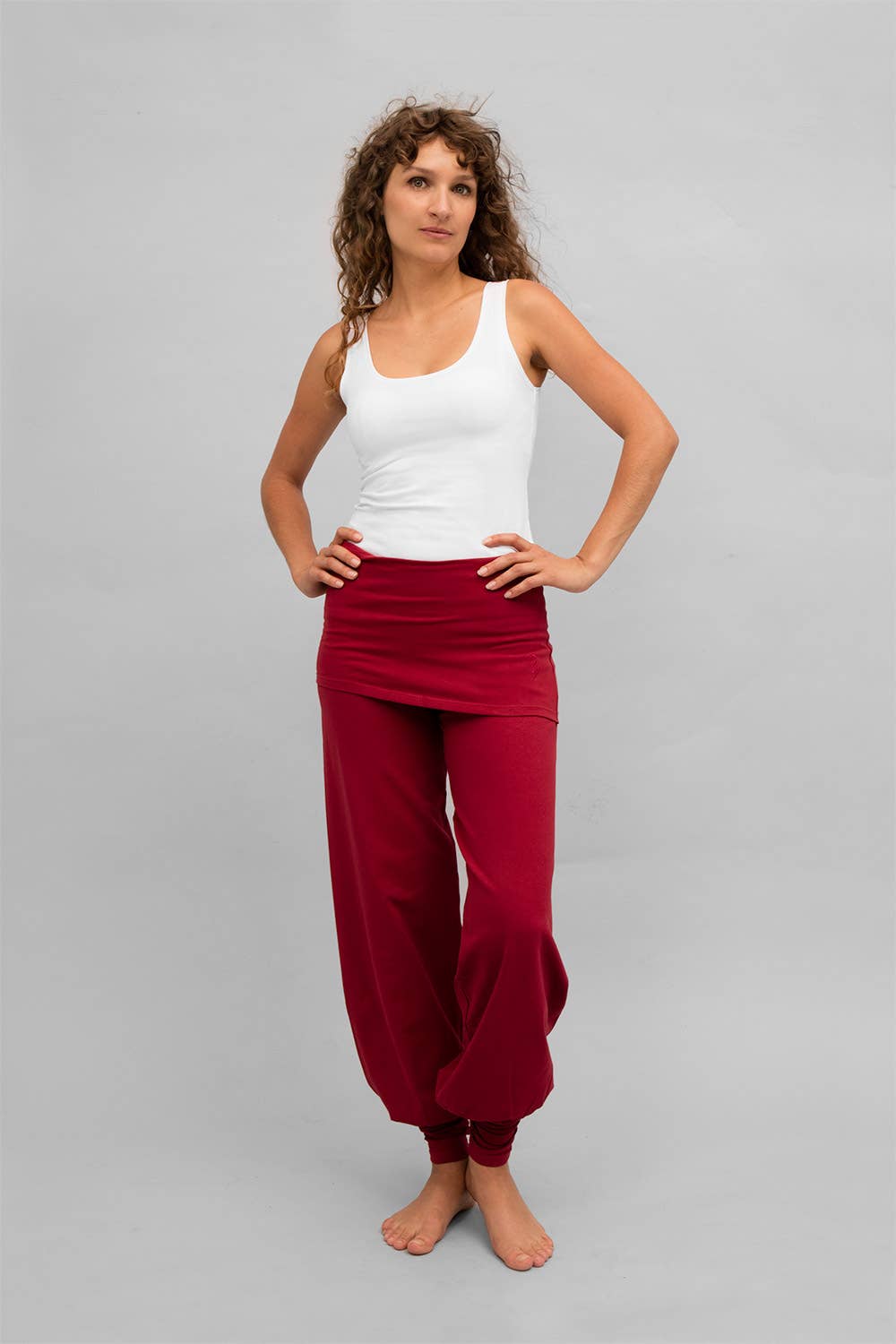 Sohang Yoga Pants — 2-in-1 Organic Cotton Pants with Integrated Skirt