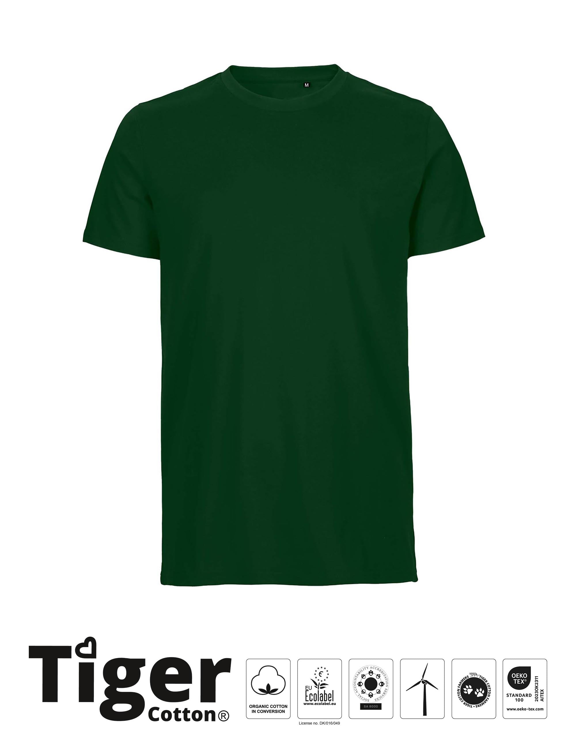 Unisex Tiger Cotton T-shirt - Bottle Green