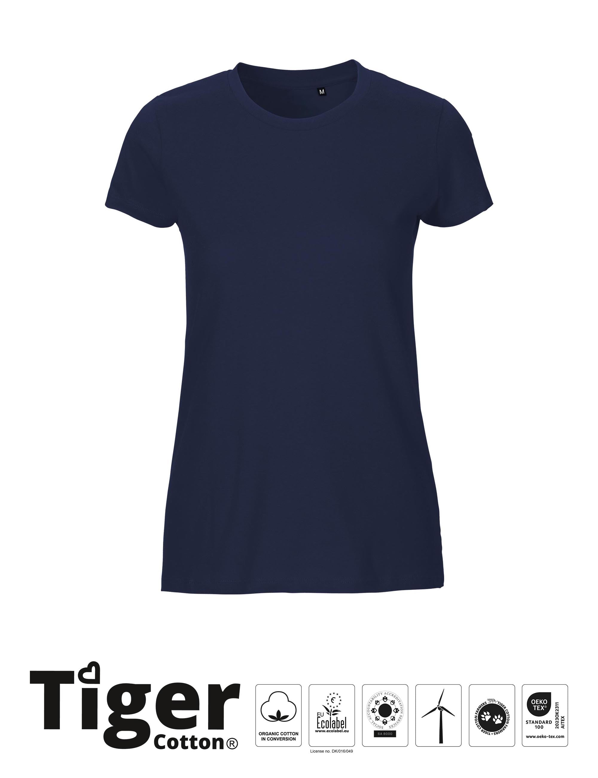 Ladies Tiger Cotton T-shirt - Navy