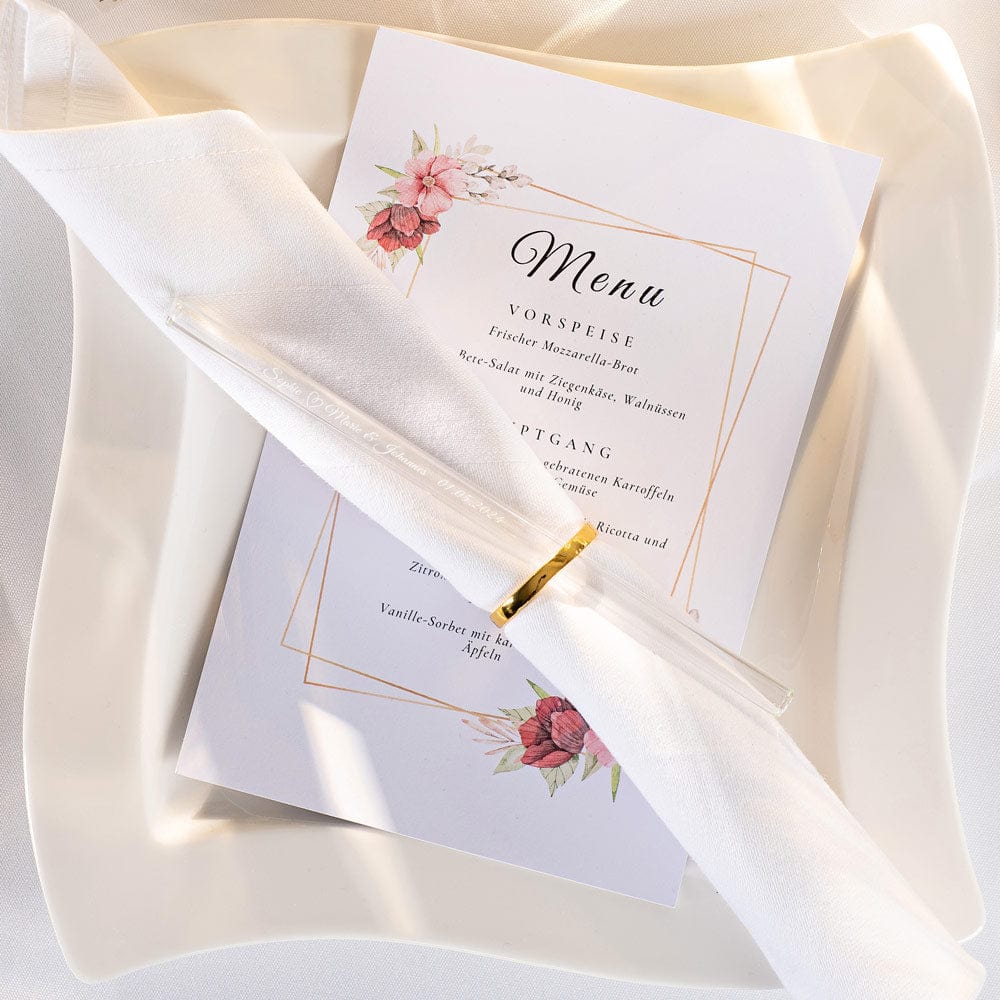 Hochzeit Gastgeschenk gravierte Glasstrohhalme mit 10 individuellen Gast Namen
