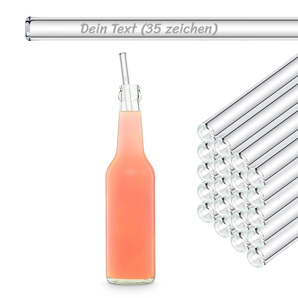 50x 27cm Glasstrohhalme mit Gravur für Flaschen von 0,33 bis 0,5 Liter für Jeden Anlass