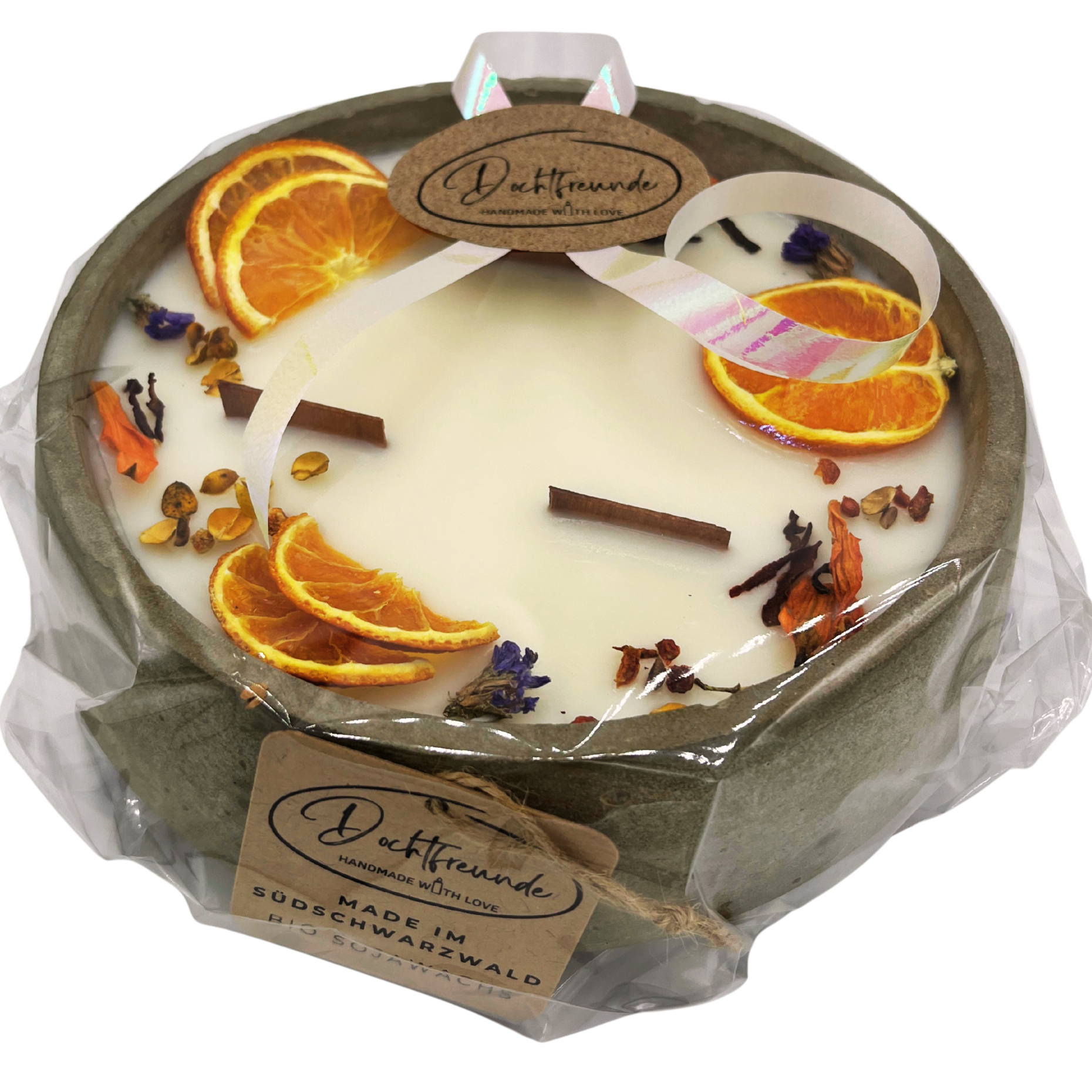 Handbesetze XXL Outdoor Citronella-Betonkerze „Big Grey