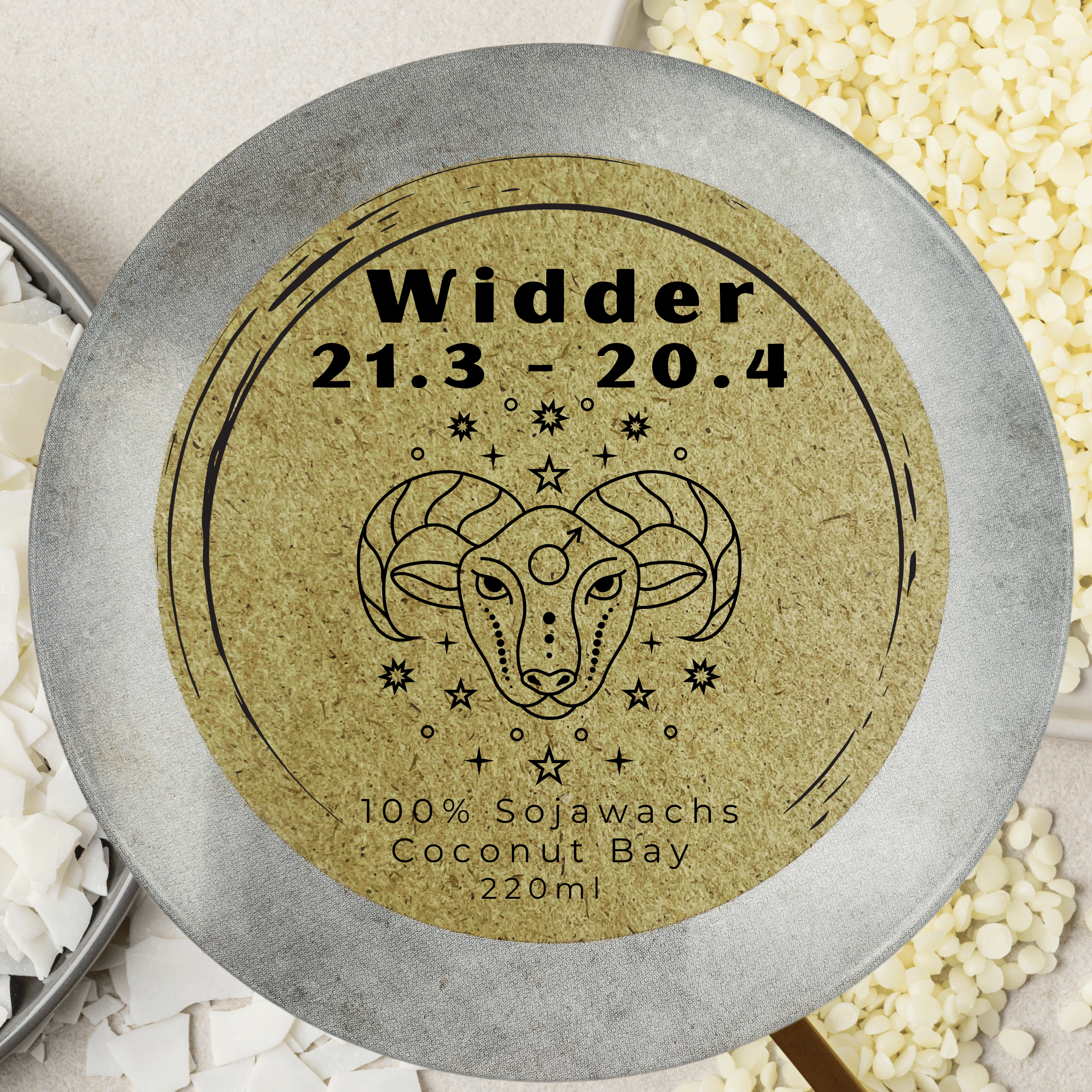 Sternzeichen Widder Duftkerze | Handgemachte Sojawachs-Kerze