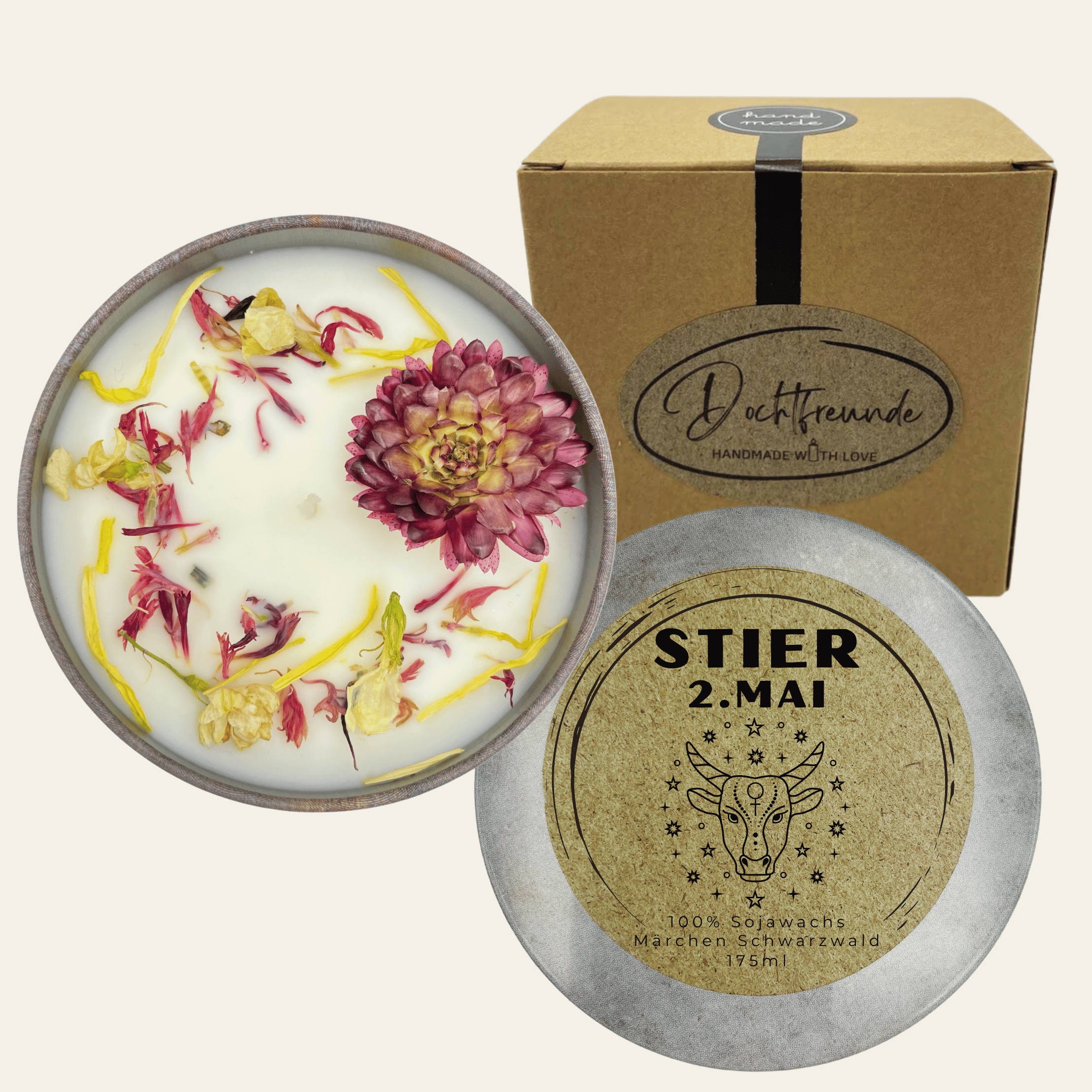Sternzeichen Stier | Handgemachte Sojawachs-Kerze