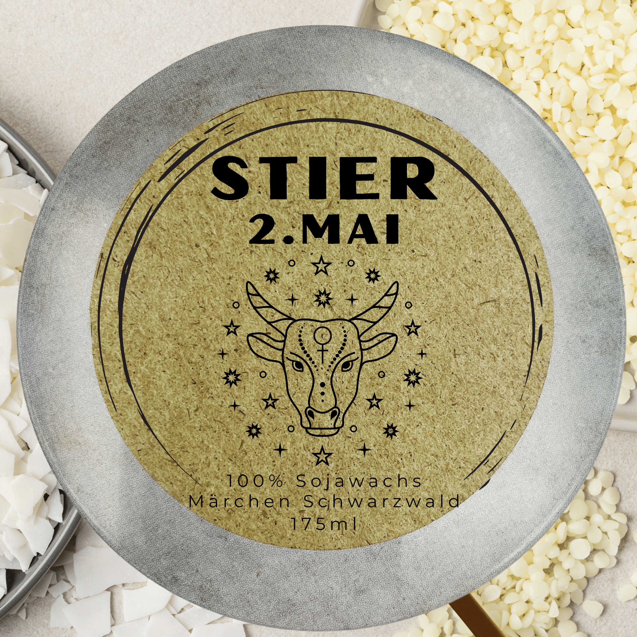 Sternzeichen Stier | Handgemachte Sojawachs-Kerze