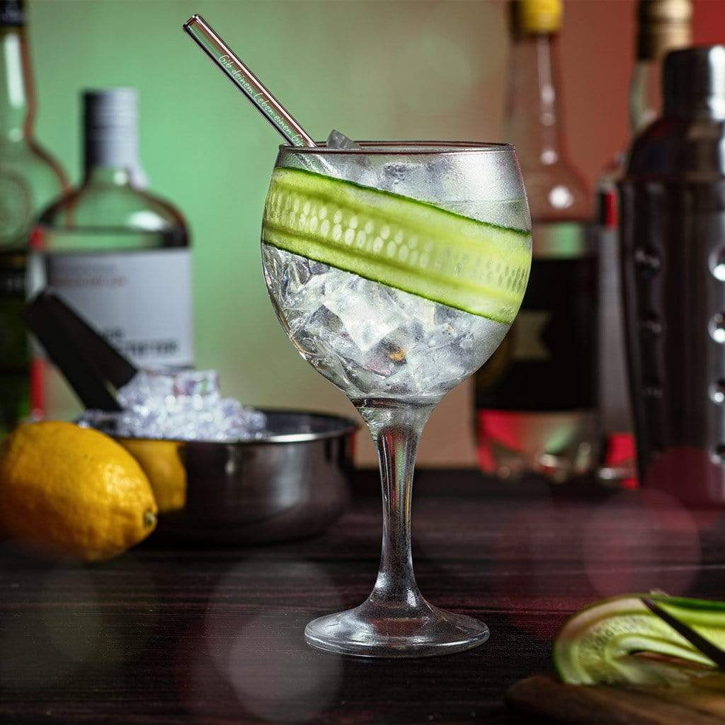 Gin Cocktail Glasstrohhalme Party Set mit 20 Gin Sprüchen & Zitaten - 20 Glastrinkhalme
