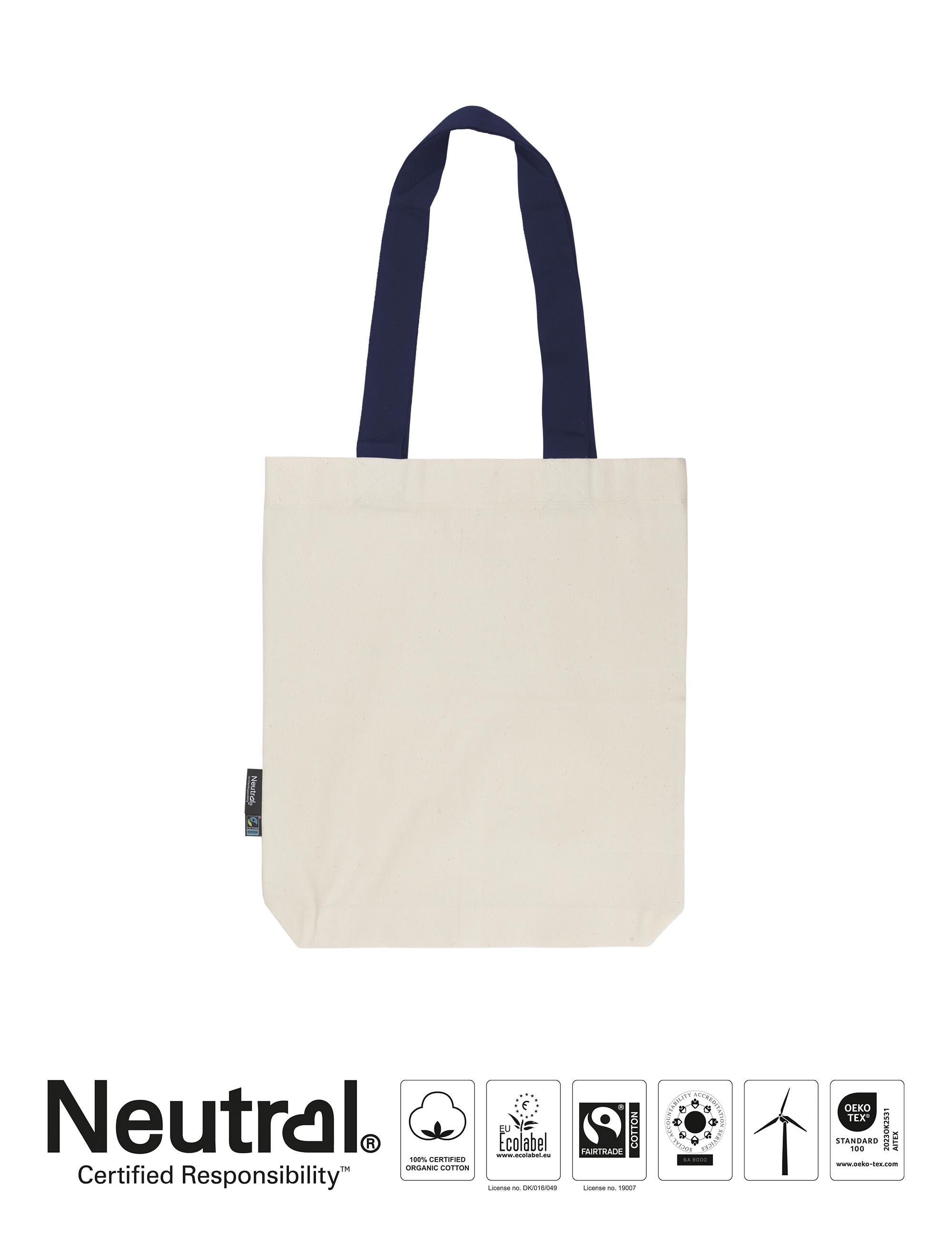 Twill Bag with Contrast Handles - Nature/Black