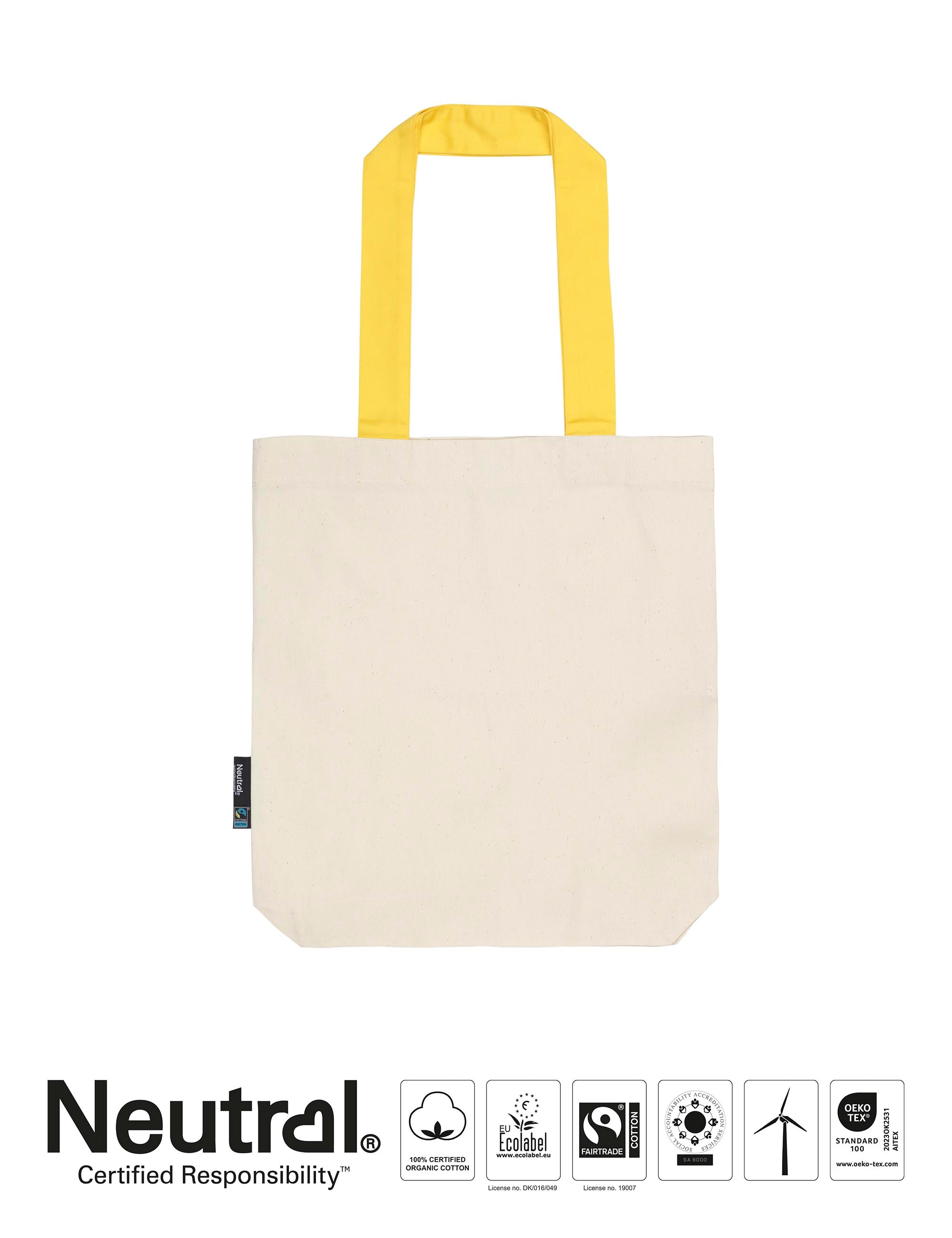 Twill Bag with Contrast Handles - Nature/Orange