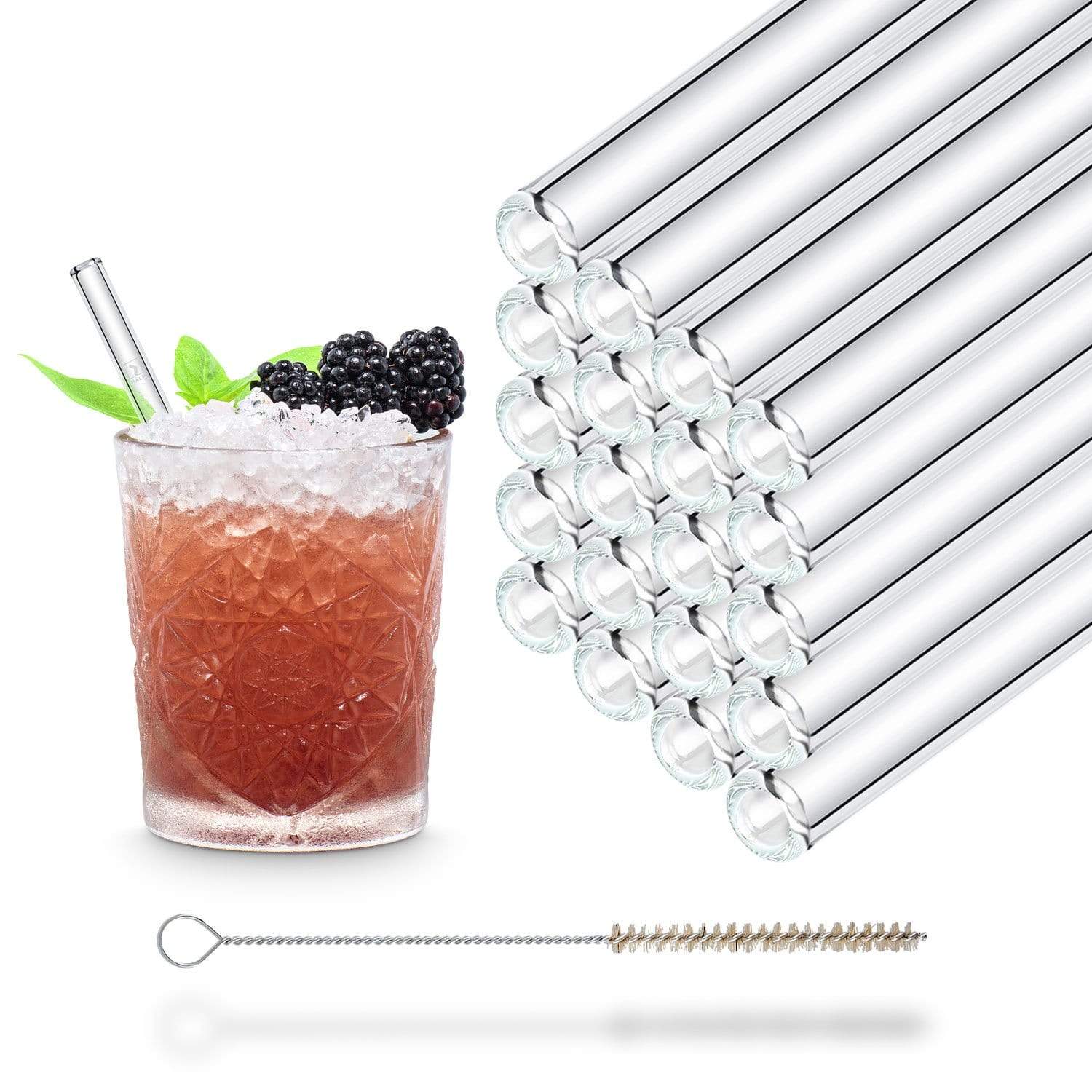 20x 15cm (Gerade) Glasstrohhalme Party Set