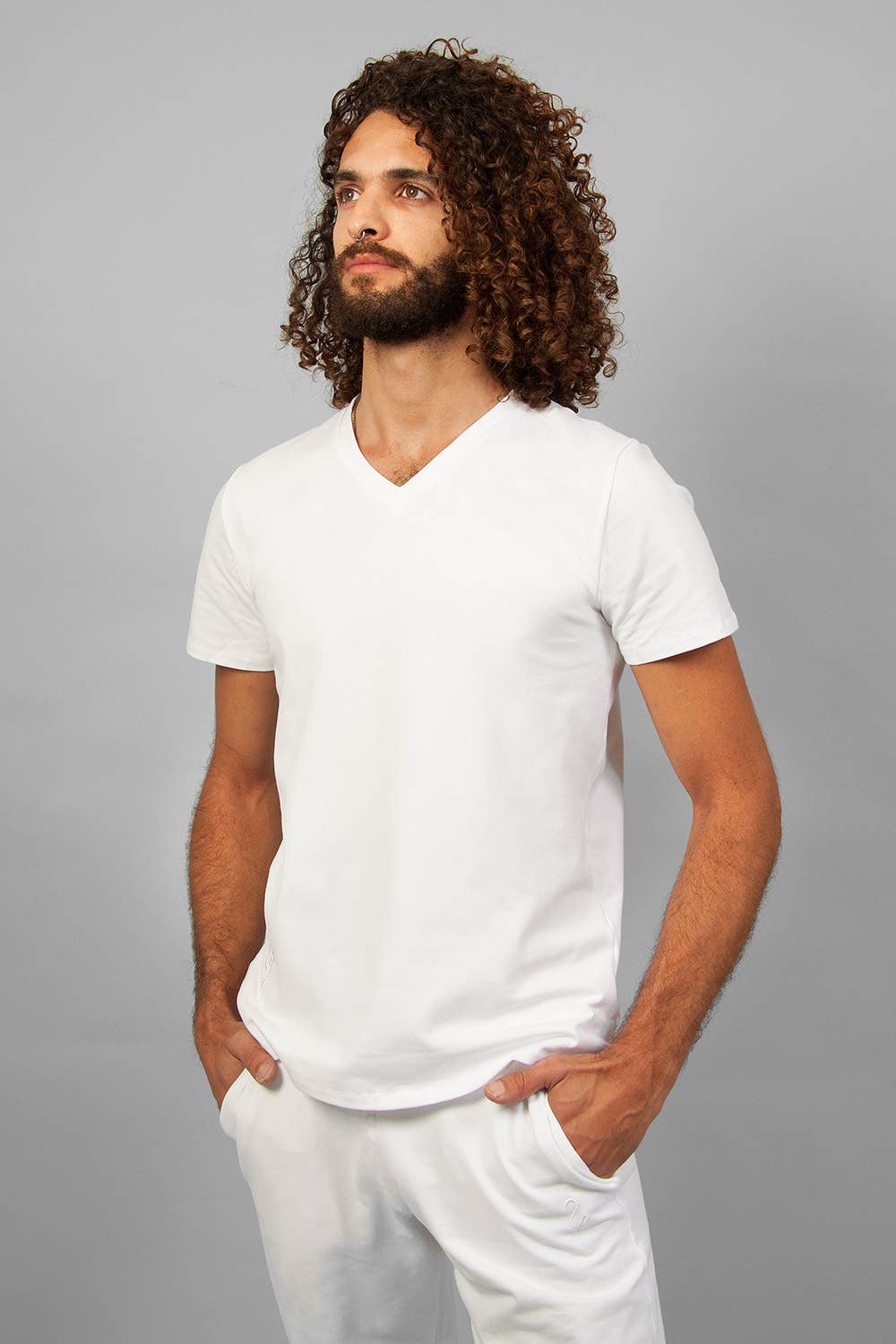 Sadhak Men's Yoga T-shirt — Close-Fit Organic Cotton Yoga T-shirt with V-neck