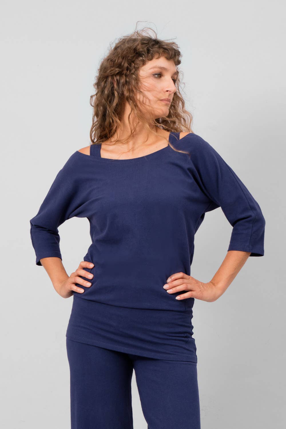Siri Yoga Pullover — Organic Cotton Batwing Yoga Top with 3/4 Sleeves