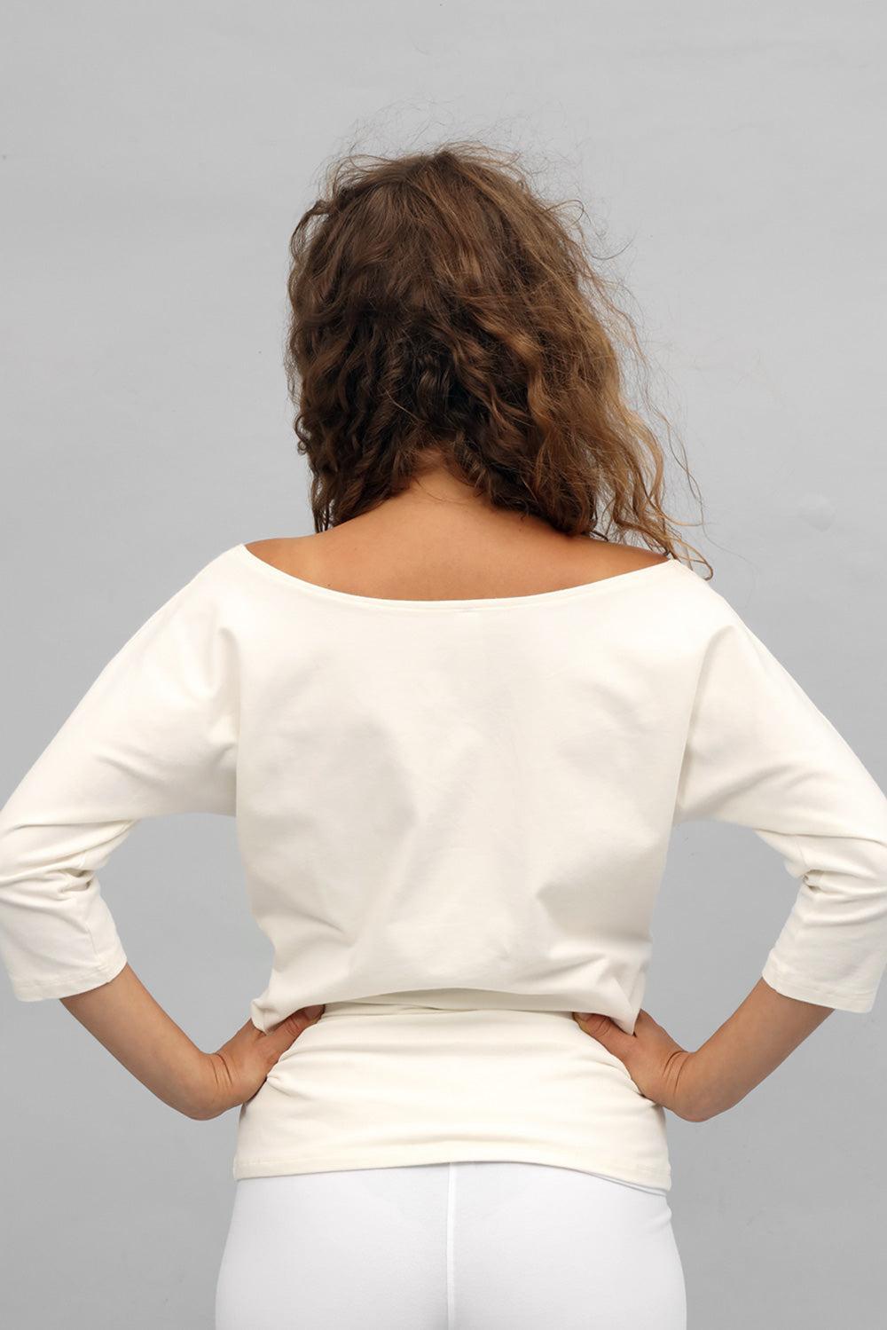 Siri Yoga Pullover — Organic Cotton Batwing Yoga Top with 3/4 Sleeves