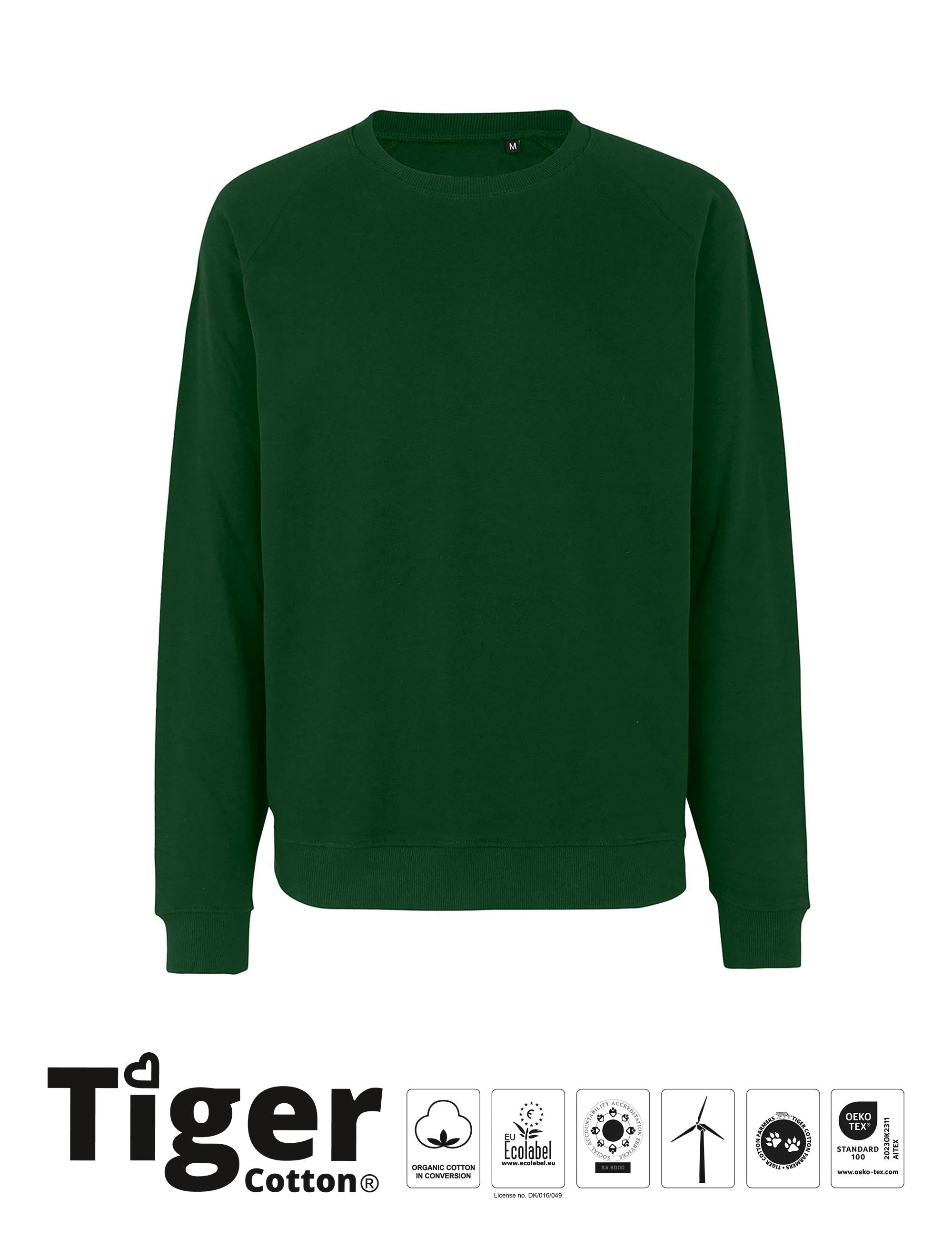 Unisex Tiger Cotton Sweatshirt - Bottle Green