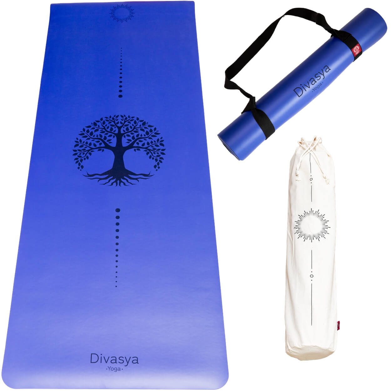 Yogamatte rutschfest | Kautschuk | 9 Yoga-Designs | DIVASYA®