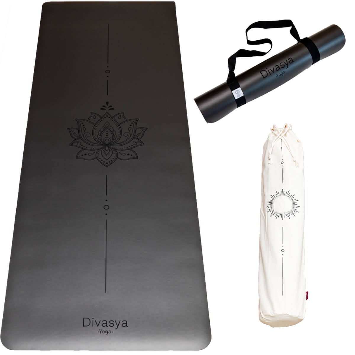Yogamatte rutschfest | Kautschuk | 9 Yoga-Designs | DIVASYA®
